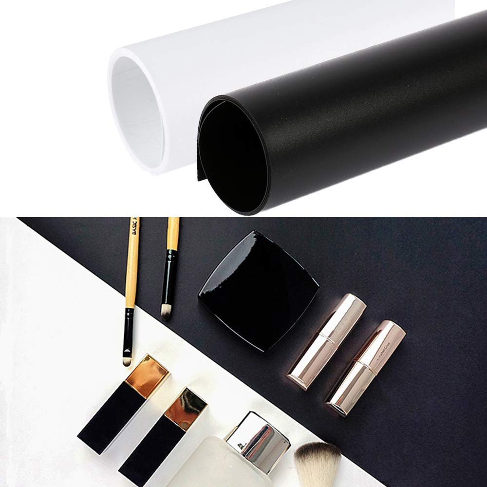 Selens Photography Backdrop PVC Food Background White Black 50x100CM Vinyl 2PCS Photo Studio Waterproof Kit for Product Props Flat Lay Cosmetic Jewelry Video Shooting — image 1