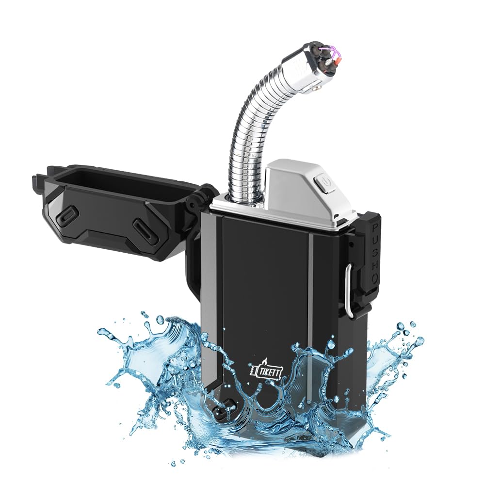 Photo 1 of Dual Arc USB Rechargeable Electric Camp Lighter with Retractable Flexible Long Neck Waterproof Windproof Lighter for Outdoor, Grill and Candle (Black)