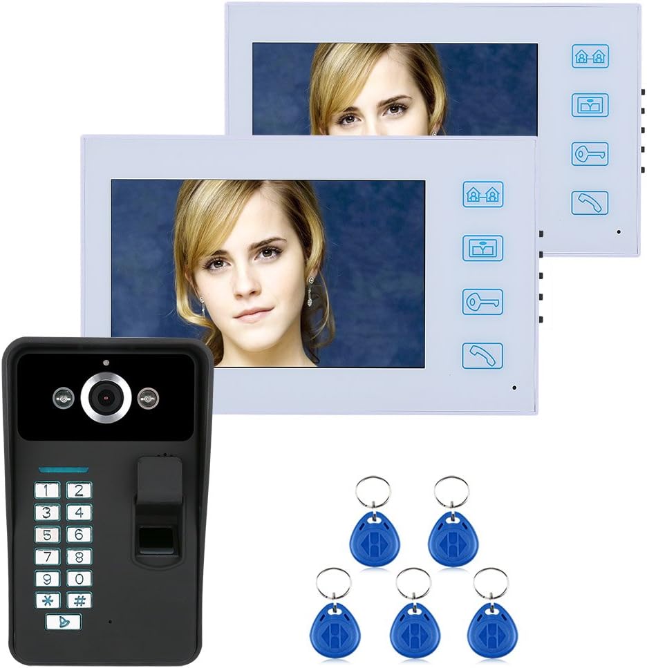 YEZHIMEI 7 inch Intelligent Video doorbell Fingerprint Identification RFID Password Video Door Phone intercom doorbell Night Vision Camera Home Monitoring