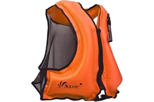 NAXER Inflatable Buoyancy Jackets Snorkel Vests for Adults Kayak Kayaking Snorkeling Suit 90-200 lbs Easy Swimming Boating Paddleboarding Water Sports