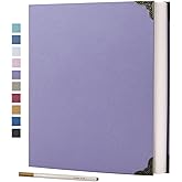 Vienrose Photo Album Self Adhesive 40 Pages Hardcover DIY 3 Ring Scrapbook Photo Albums for Kids Wedding Baby Family Purple