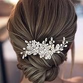 ALUINN Crystal Bride Hair Comb Pearl Hair Piece Rhinestone Wedding Bridal Hair Accessories for Women Brides and Bridesmaids (Silver)