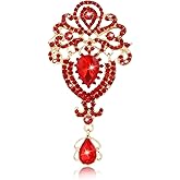Casoty Red Brooch Pins for Women, Rhinestone Pins and Brooches, Brooch Pins for Women Fashion, Clothes Accessories for Daily Wear Jewelry Gift