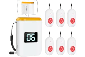 MERLRR Caregiver Pager Wireless Call Button for Elderly Monitoring Vibration Call Bell Medical Alert System with Digital Display for Elderly/Patient/Disabled at Home/Hospital/Clinic