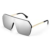 FEISEDY Classic Siamese One Piece Sunglasses Nice Rimless Stylish Retro Design for Women Men B2574