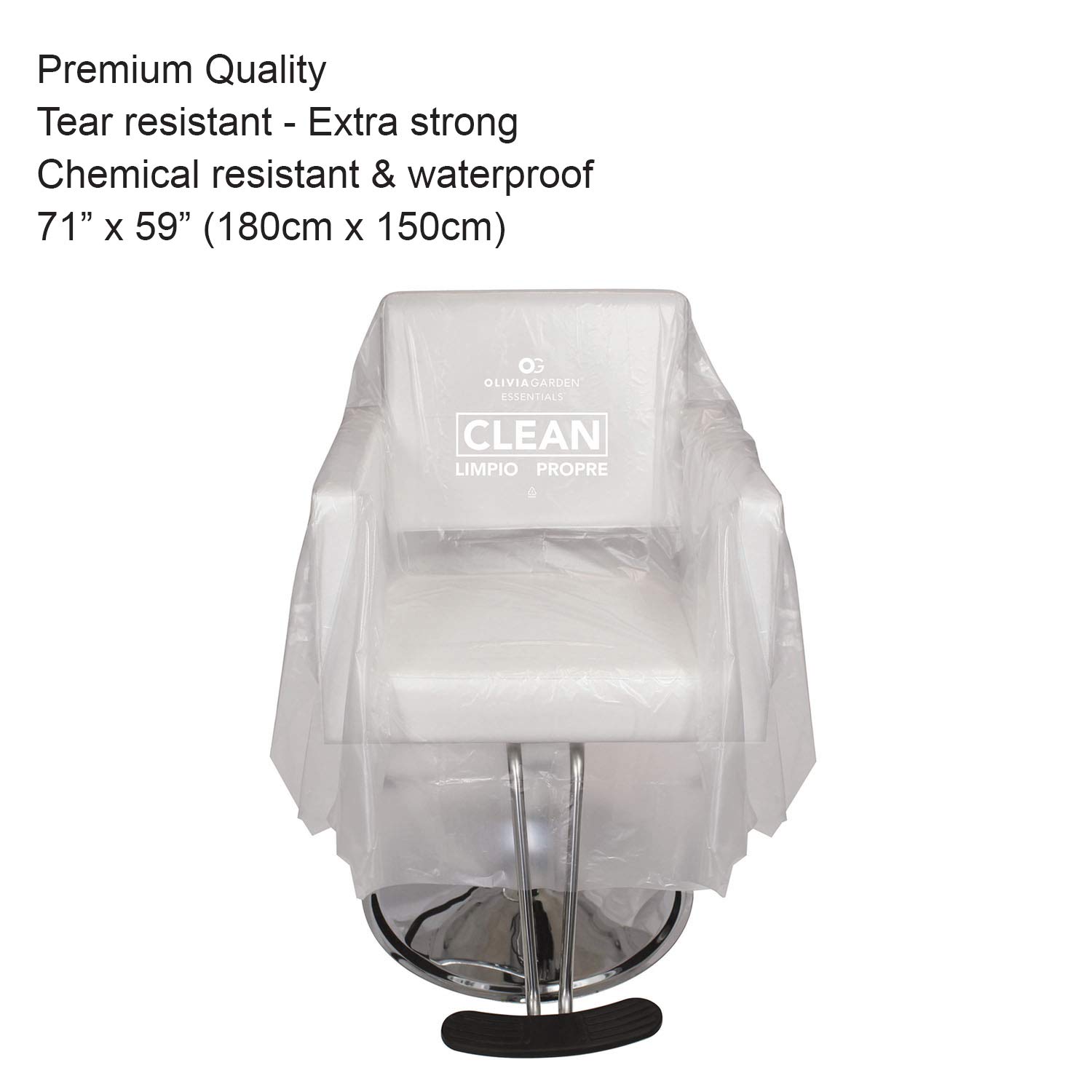 Clear Tear Resistant Disposable Chair Covers (71" x 59") for Salons, Spas, Barbers, and Others 25pk: Beauty