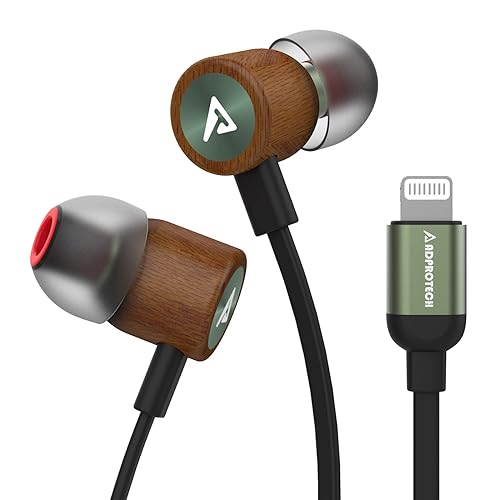 Lightning Headphones ADPROTECH Wired Earbuds Wood MFi Certified