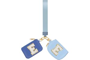 ARIKJ Initial Wristlet Wallets for Women,Monogrammed Wristlet Dual Pouch Wristlet Portable Coin Purse,Mini Detachable Card Purse(E, Blue)