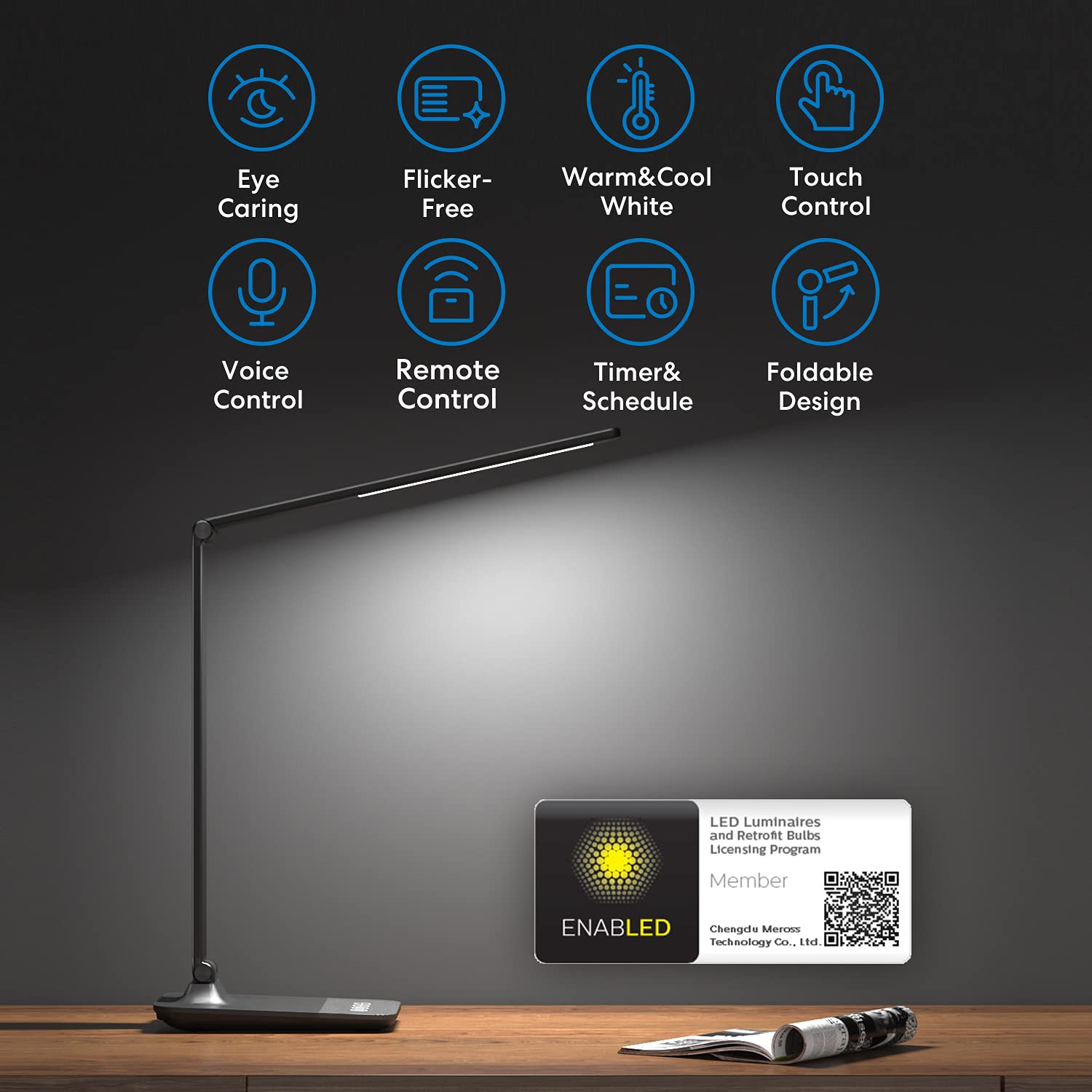 meross Smart LED Desk Light, Metal LED Desk Lamp Works with HomeKit, Alexa and Google Home, WiFi Eye-Caring Smart LED Desk Lamp for Home Office with Tunable White, Remote Control, Schedule and Timer