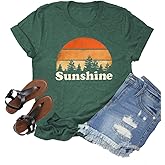 T Shirts for Women Graphic Tees Vintage Printed Short Sleeve Shirt Crewneck Loose Fitting Tops Casual Basic Cute Blouses