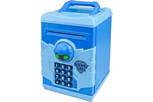 HUSAN Piggy Banks for Kids, Electronic Password Code Money Banks ATM Banks Box Coin Bank for Children Boys and Girls (Baby Blue)