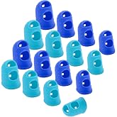 Wisdompro 16 Pcs Finger Tips, 4 Sizes Thimble Fingertip Grips - Blue, Aqua | Soft Silicone, Thumb Protectors Pads Cover, for Hand Sewing, Paper Sorting, Page Turning, Money Counting, Guitar Playing
