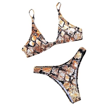 AELLE Damen Retro-Art-Badeanzug der Frauen reizvoller Bikini-Set-Leopard-Bikini-Schlange Beachwear
