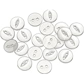 HARFINGTON 20pcs 16L White Round Sewing Buttons 10mm 3/8" Resin 2-Hole Fish Eye Craft Replacement Button for Craft Pants Dress Skirt Clothing Fastener Buttons