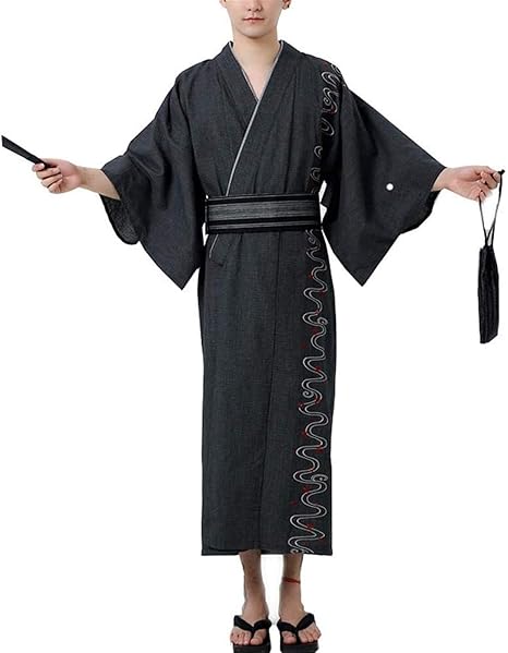 Amazon Co Jp 温泉浴衣 寝巻き浴衣 メンズ 簡単着付け おしゃれ 甚平メンズ日本の浴衣着物ホームローブパジャマ着替えドレスa14 サイズl ホーム キッチン