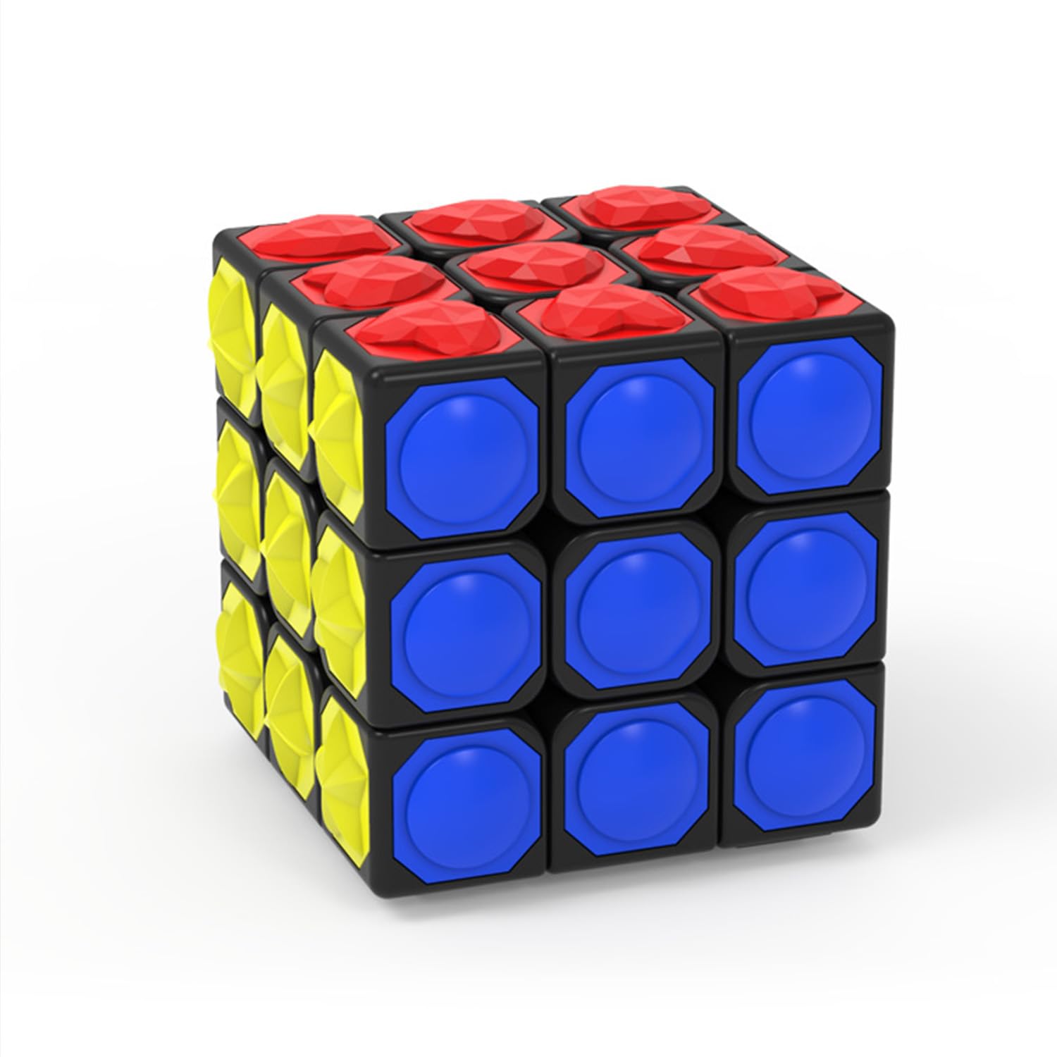 Bucaxit Speed Cube, 3D Embossed Braille Magic Cube Brain Teasers Weak Vision Blindfolded Speedcubing for Cube Lover