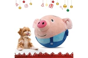 ROWPOZ 2025 Upgrade Active Moving Pet Plush Toy, Squeaky Dog Ball Toy Interactive Dog Toy for Boredom Pet Bouncing Ball Plush Toy, Pig Plush Sound Electronic Dogs Toy Pets Balls Toy
