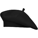 Gllutt Beret Hat French Style Stretchy Knitting Solid Color Both Side Usable