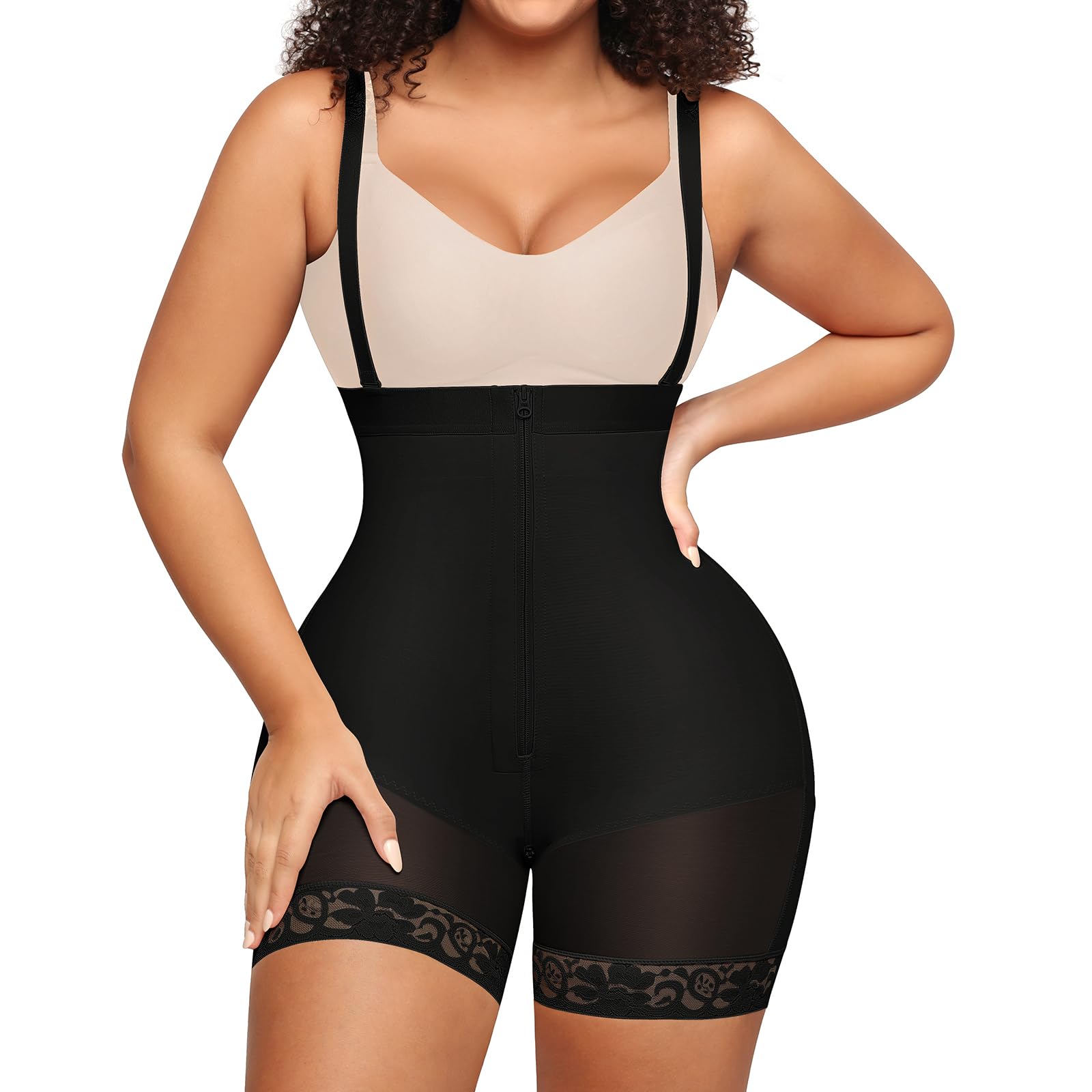 Photo 1 of FeelinGirl Plus Size Shapewear for Women Tummy Control Butt Lifter Body Shaper with Adjustable Straps Black 3XL