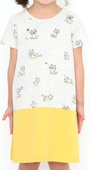 Amazon グラニフ Graniph コラボレーション キッズ ワンピース ノンタン パターン ノンタン Aラインショートスリーブワンピース イエロー キッズ 130 ワンピース チュニック 通販