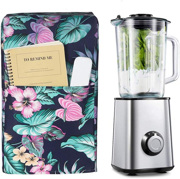 Kitchen Blender Covers, Quilted Polyester Cover Blender, Dust-proof Organizer Blender Cover Kitchen Mixer Protector Anti Fingerprint Mixer Covers. (Tropical Flower)