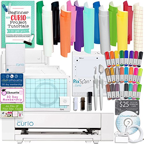 Silhouette Curio Starter Bundle with 12 Oracal 651 Sheets, Pixscan Mat, 24 Sketch Pens, Tools, and More - Thumbnail 6