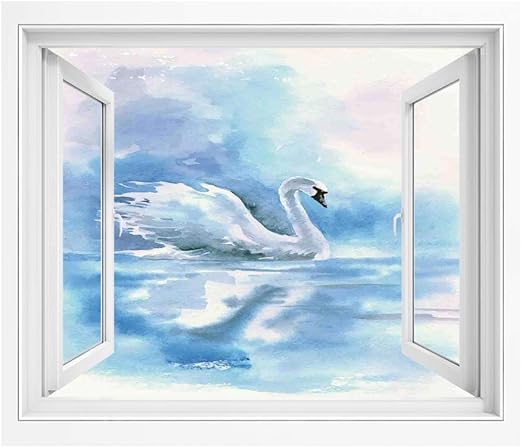 Amazon 白鳥 絵画風 壁紙ポスター はがせるシール式 100x70 Cm 濁った色の白鳥の水彩絵 風景 景色 おしゃれ ウォールステッカー 多用途なシール Diyシール ウォールステッカー オンライン通販