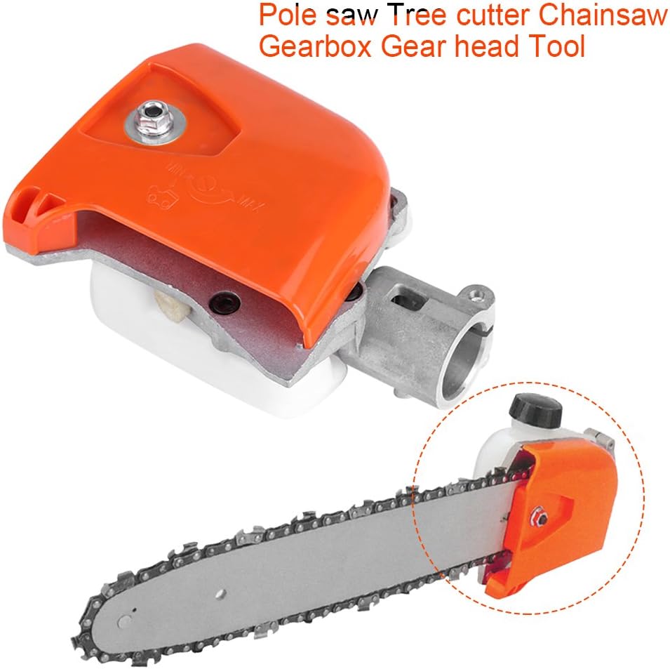 26mm Chainsaw Gearbox Head, Orange Spline Gear Head Pole Saw Tree Cutter Chainsaw Gearbox Gear Head Tool for Lawn Mower Attachment (9 Spline): Home Improvement