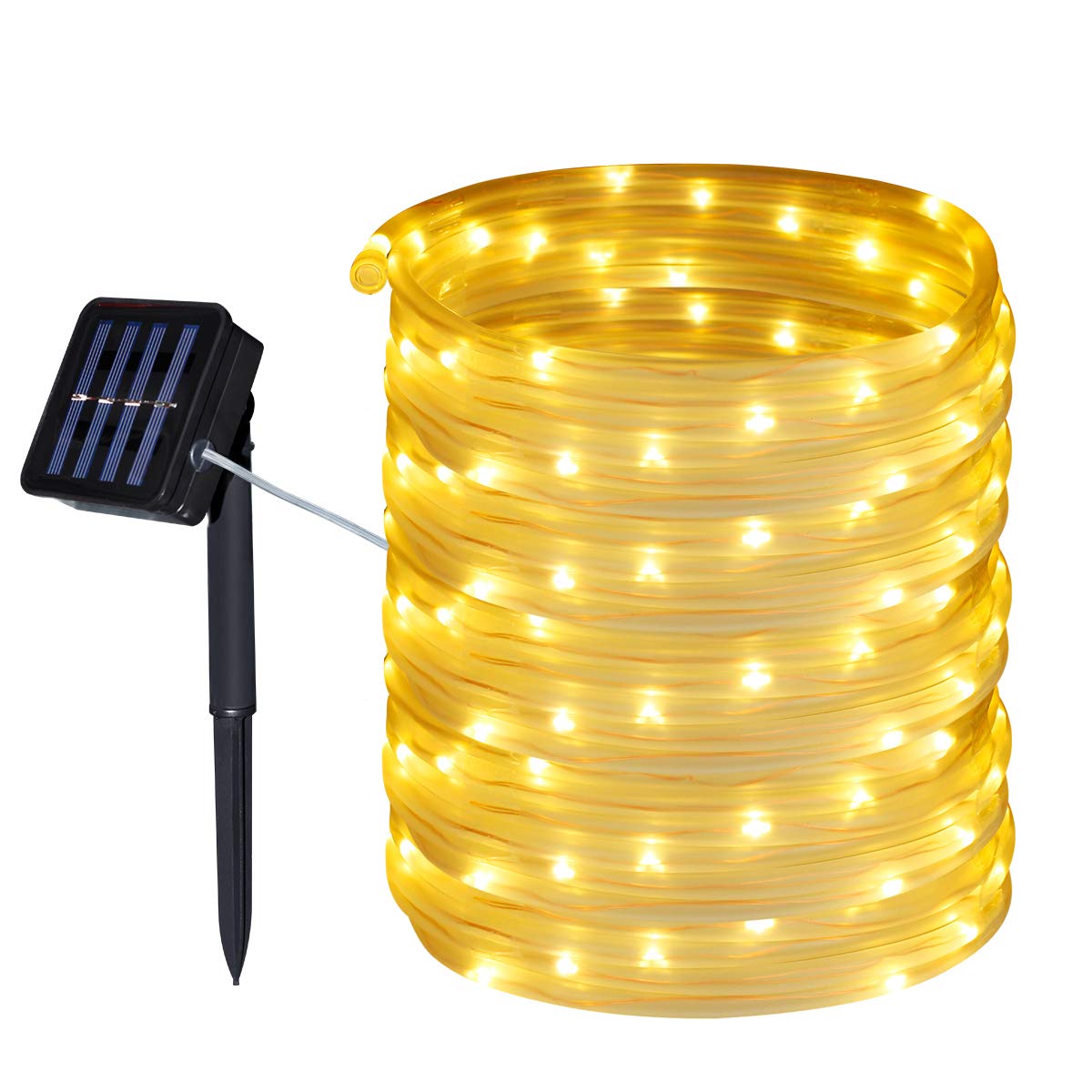 Tuokay, Solar Garden Lights, Outdoor Rope Lights, 12m 100 LED 8 Twinkling Modes Fairy Lights, Decorative Lighting String Lights for Home Gazebo Patio Lawn Ornament (Warm White)