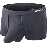 ZONBAILON Men's Dual Pouch Underwear Short Leg Bulge Boxer Briefs Separated Pouch Modal Trunks