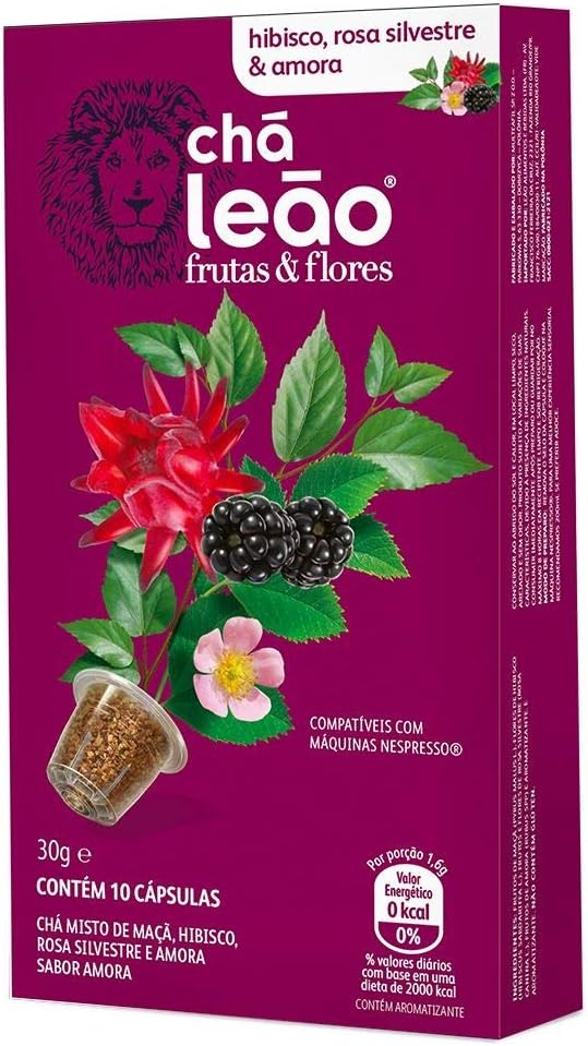 Cápsula de Chá Hibisco, Amora e Rosa Leão Fuze