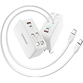 SUPERONE Retractable iPhone Charger, 4-Port USB C Charger Block, iPhone Chargers Fast Charging with USB C & Apple Cable, Wall Chargers for iPhones 17/16/15/14/13/12/11 Series, Pad, Samsung, Pixel