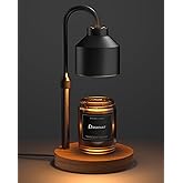 LISUNAR Electric Candle Warmer Lamp Black, Candle Lamp Warmer with Timer, Wax Warmer Lamp for Jar Candles, Adjustable Height Candle Light Warmer with 2 Bulbs