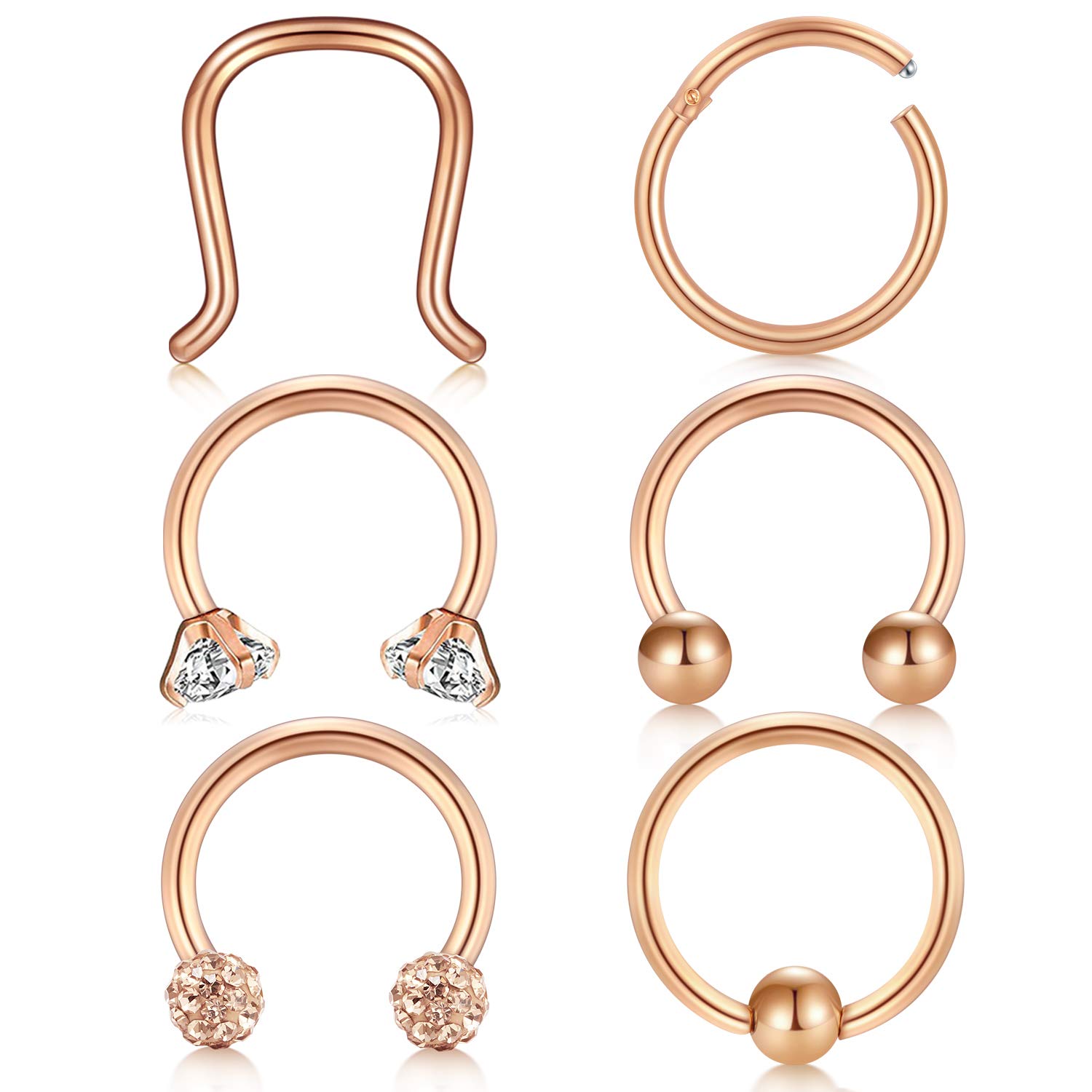 LAURITAMI Septum Rings Piercing Segment Ring Circular Barbell Nose Hoops Rings Conch Rings Hinged Clicker Captive Bead Piercing Cartilage Tragus Helix For Women Men