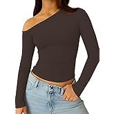 ForeFair Women Sexy Off The Shoulder Long Sleeve Top Y2k Ruched Going Out Tops Cute Slim Fit Fall T-Shirts