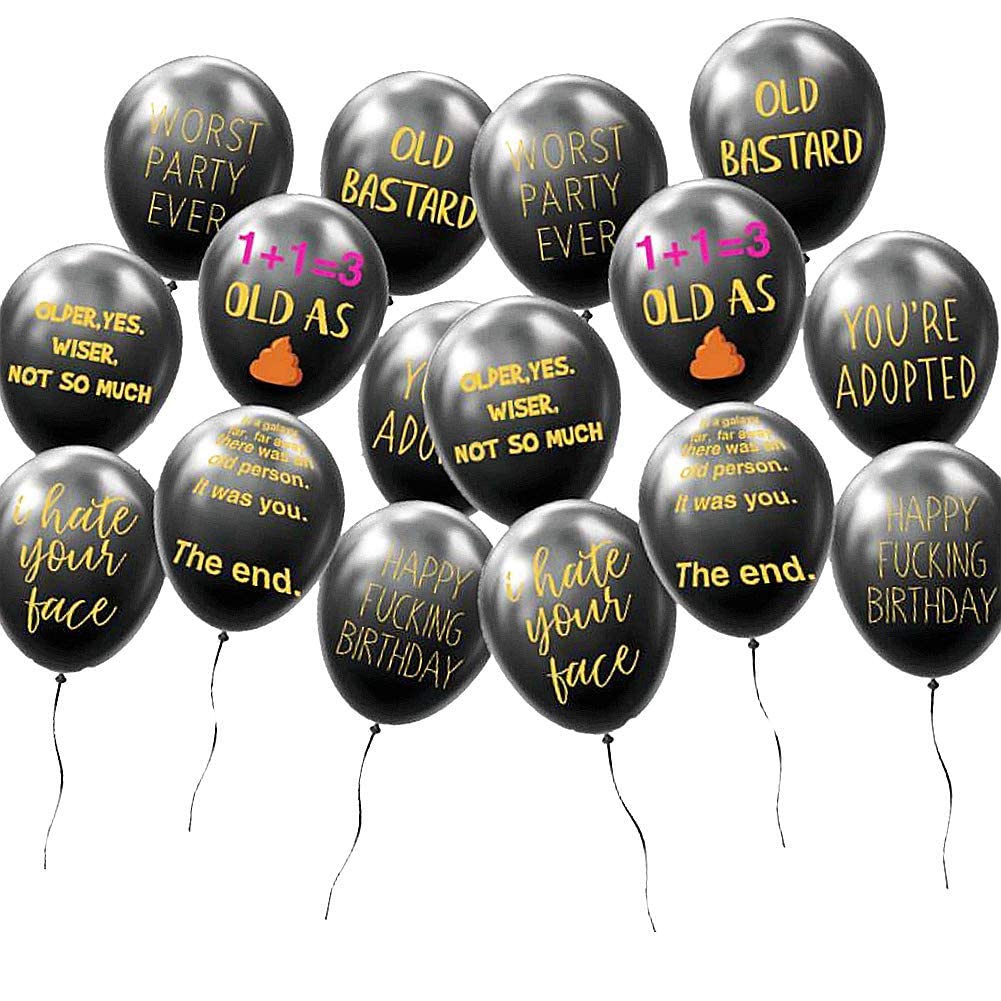 YiiiGoood 16PCS(8 slogans) Adult Cynical Abusive Birthday Balloons Funny Rude Hilarious Lettered Latex Balloons Offensive Prank Birthday Party Decorations
