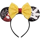 YanJie Mouse Ears Bow Headbands, Glitter Party Princess Decoration Cosplay Costume for Girls & Women