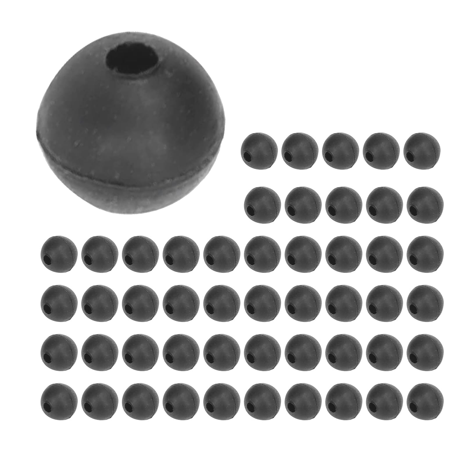 50Pcs Soft Carp Fishing Rig Beads - 6mm Rubber Beads for Fishing Accessories (Black)