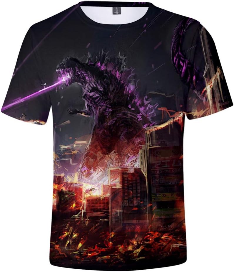 God-Zilla King of The Monsters Funny Pattern 3D Print Short Sleeve Anime t Shirt for Men Women/Kids Hoodie