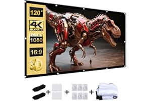 120-inch Projector Screen, 16:9 Foldable Anti-Wrinkle Portable 4K Movie Screen, Washable, Easy-to-Install Projector Screen Ou