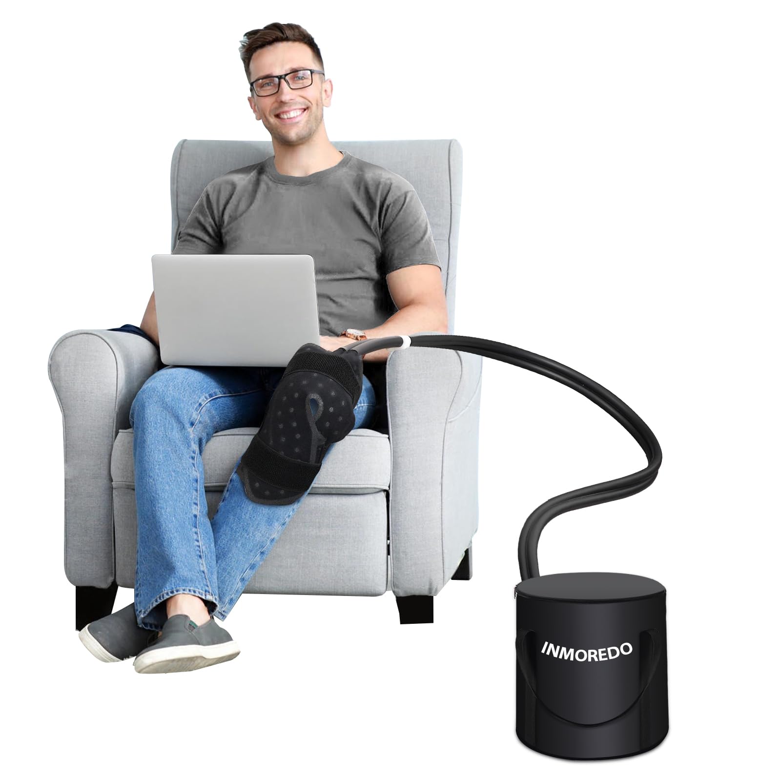Photo 1 of Inmoredo Portable Cold Therapy System Machine with Adjustable Knee, Lightweight Bag, Strong Pain Relief, Ideal for Post-Surgery Recovery and Swelling Reduction Ice Machine for Knee after Surgery Black