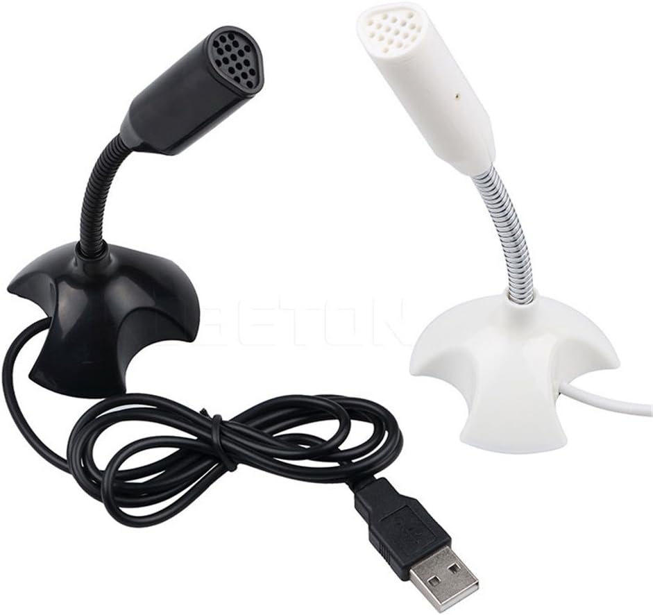 microphone USB Studio Speech Chatting Singing KTV Mic With Holder For PC Laptop White