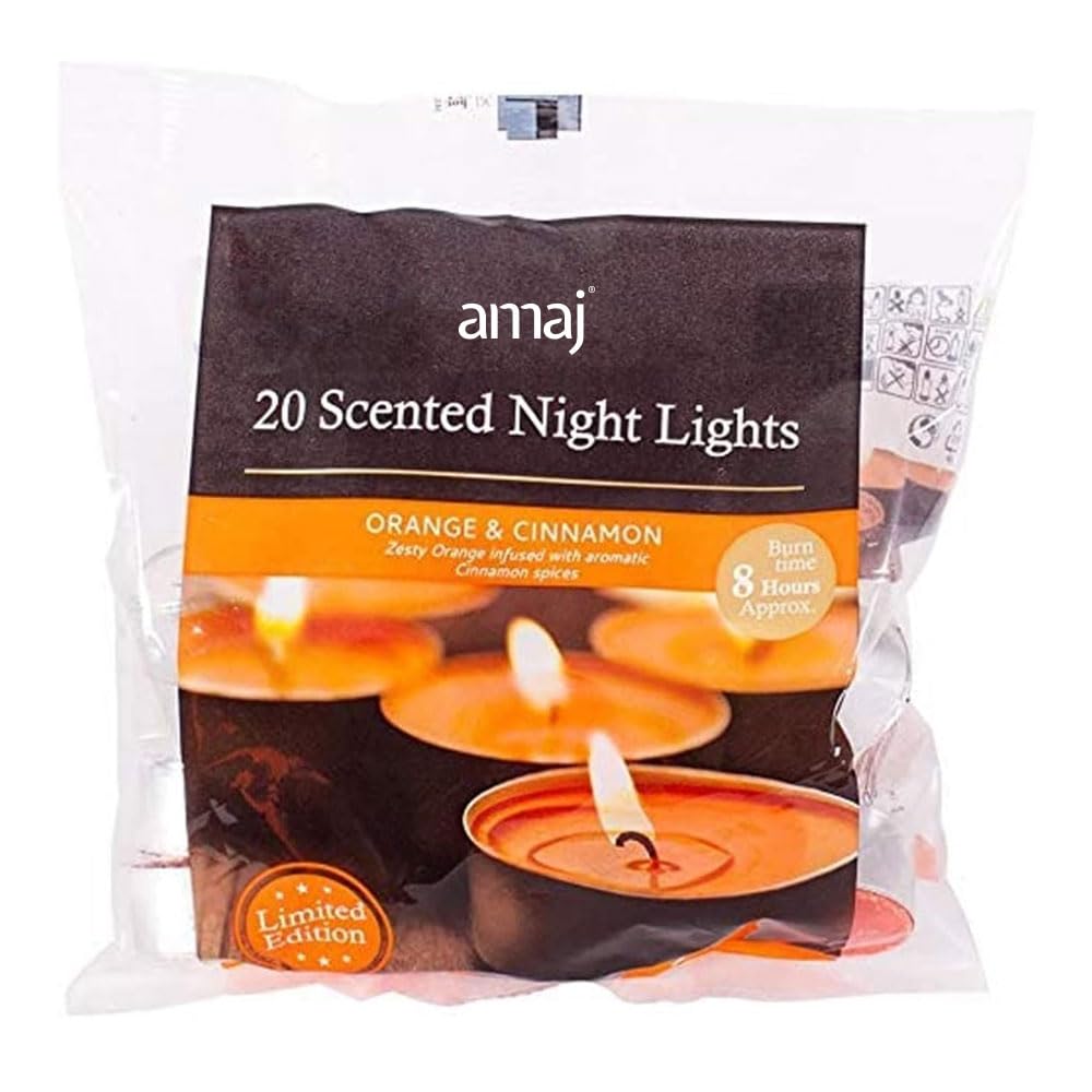 OnlineStreet Scented Tealight Votive Candles Pack - Wax Tarts in Different Assorted Refreshing Fragrances with 8 Hours Burning Time (Orange & Cinnamon)