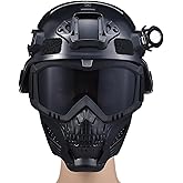 Airsoft Helmet and Mask, Military Tactical Helmet and Full Face Mask Set - Paintball Helmet with NVG Mount and Side Rail for Protective Gear