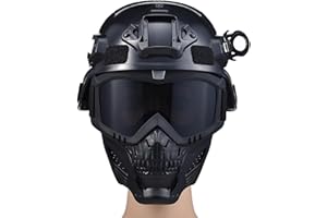 CROSSBODY Airsoft Helmet and Mask, Military Tactical Helmet and Full Face Mask Set - Paintball Helmet with NVG Mount and Side Rail for Protective Gear
