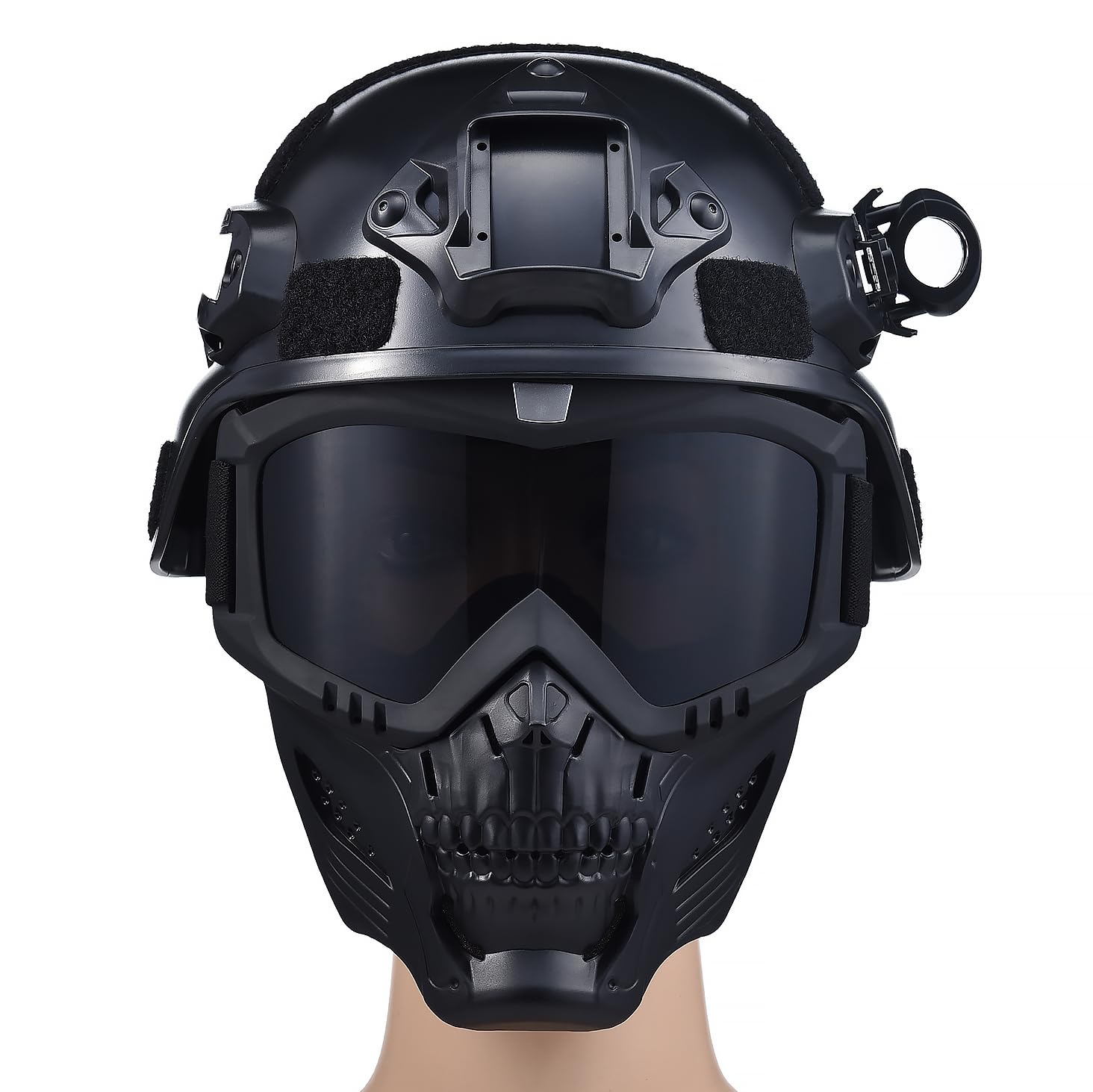 Photo 1 of Airsoft Helmet and Mask,Tactical Airsoft Helmet and Full Face Fox Mask Set - Black Paintball Gear with Detachable Goggles, NVG Mount, and Side Rails