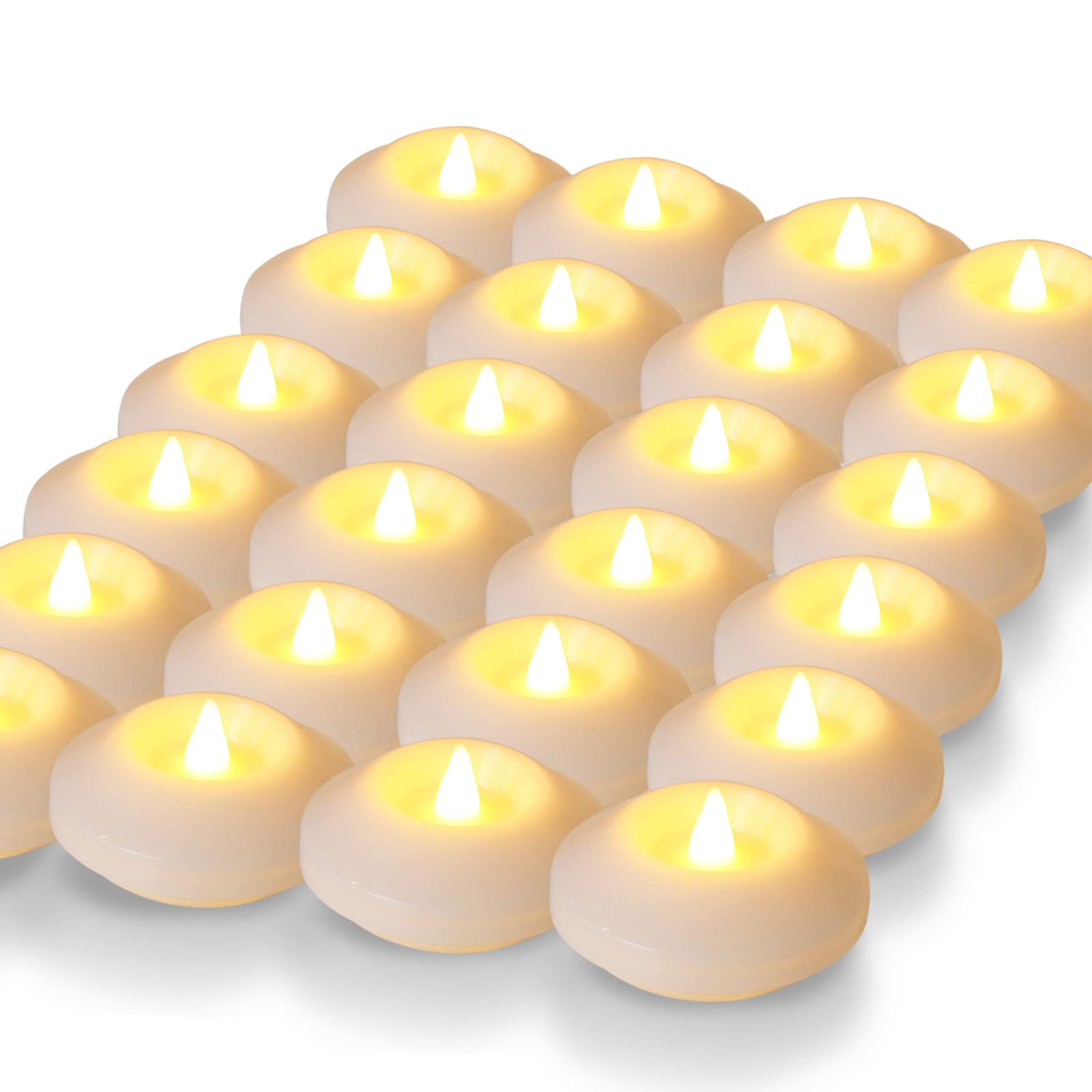 LARDUX Pack of 24 LED Floating Candles - 3 Inch Flameless Plastic Floating Tea Lights for Bathtub Swimming Pool Vase Centerpiece Decoration