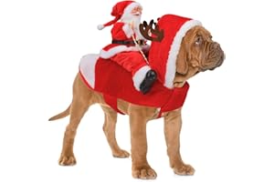 BWOGUE Santa Dog Costume Christmas Pet Clothes Santa Claus Riding Pet Cosplay Costumes Party Dressing up Dogs Cats Outfit for Small Medium Large Dogs Cats