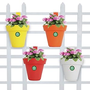 Trust Basket Smart Railing Planters (Multicolour, Pack of 4)