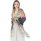 DANA XU Women's 100% Mulberry Silk Pashmina Shawl and Wraps Extra Large Floral Scarf for Evening Dresses, Soft Oversized